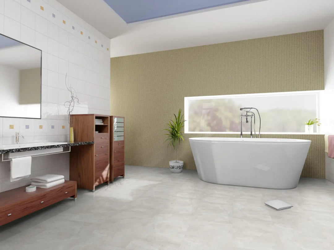 GreenLine Silent XL Stone Flieseoptik Travertin weiß mit Trittschalldämmung Vinylboden