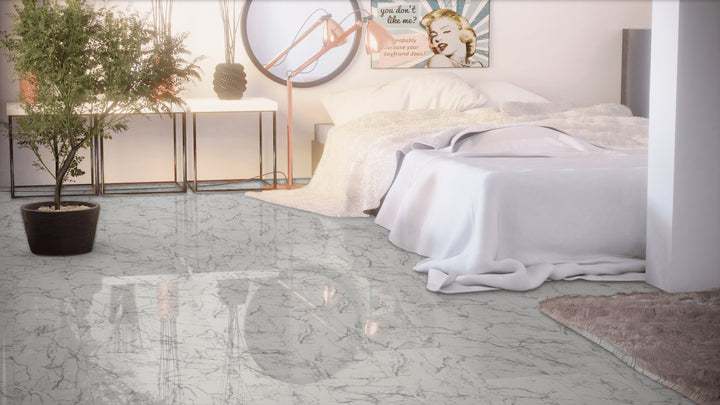 Falquon Stone 2.0 Fliesenoptik Hochglanz Marmorata Nera Laminat Klick