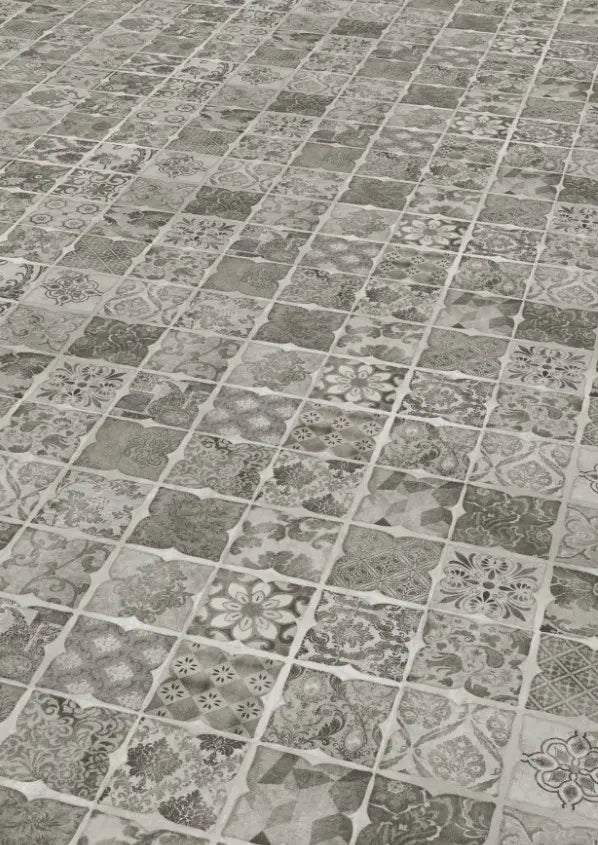 GreenLine Basic 30 Fliese Retro Black &amp; White mit Trittschalldämmung Vinylboden Klick