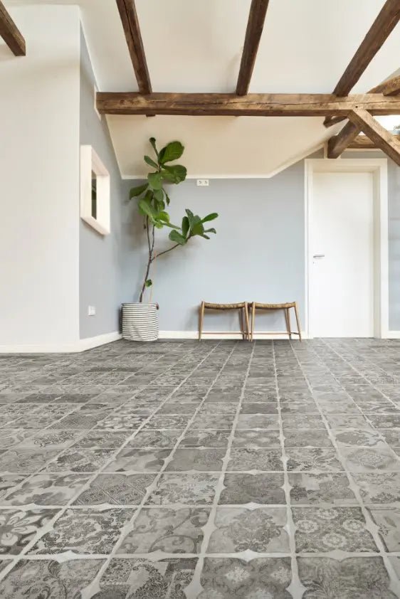 GreenLine Basic 30 Fliese Retro Black &amp; White mit Trittschalldämmung Vinylboden Klick