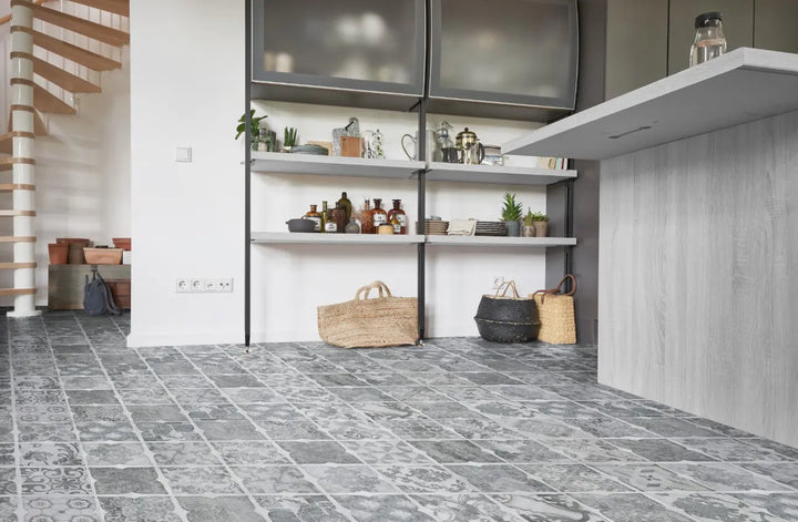 GreenLine Basic 30 Fliese Retro Indigo mit Trittschalldämmung Vinylboden Klick