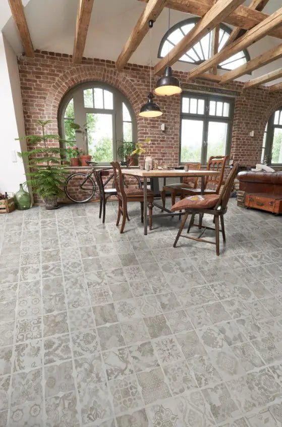 GreenLine Basic 30 Fliese Retro beige mit Trittschalldämmung Vinylboden Klick