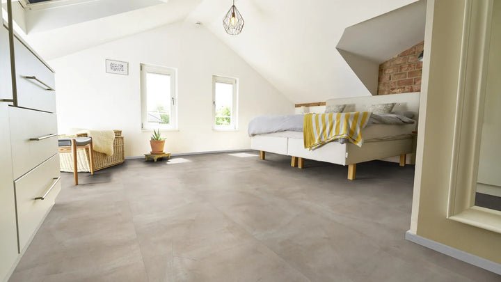 GreenLine Silent XL Stone Fliesenoptik Beton sand mit Trittschalldämmung Vinylboden Klick