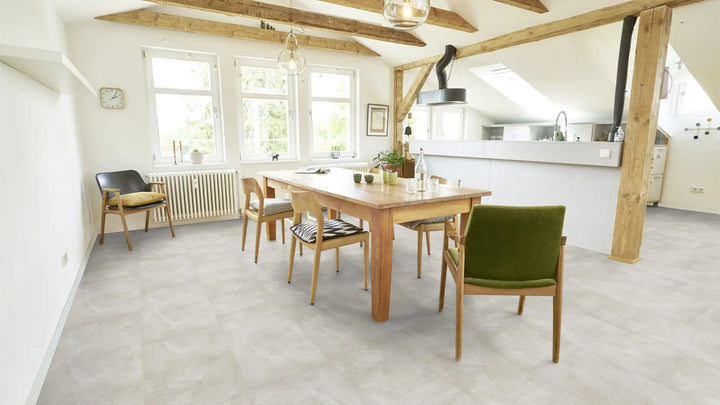 GreenLine Silent XL Stone Flieseoptik Travertin weiß mit Trittschalldämmung Vinylboden