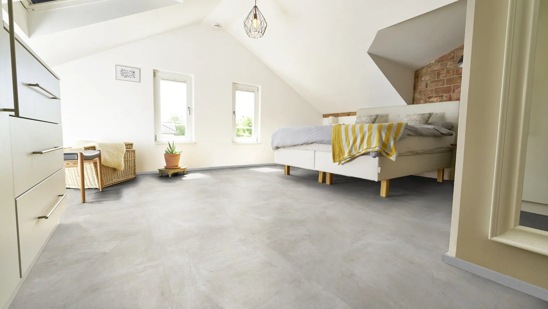 GreenLine Silent XL Stone Flieseoptik Travertin weiß mit Trittschalldämmung Vinylboden