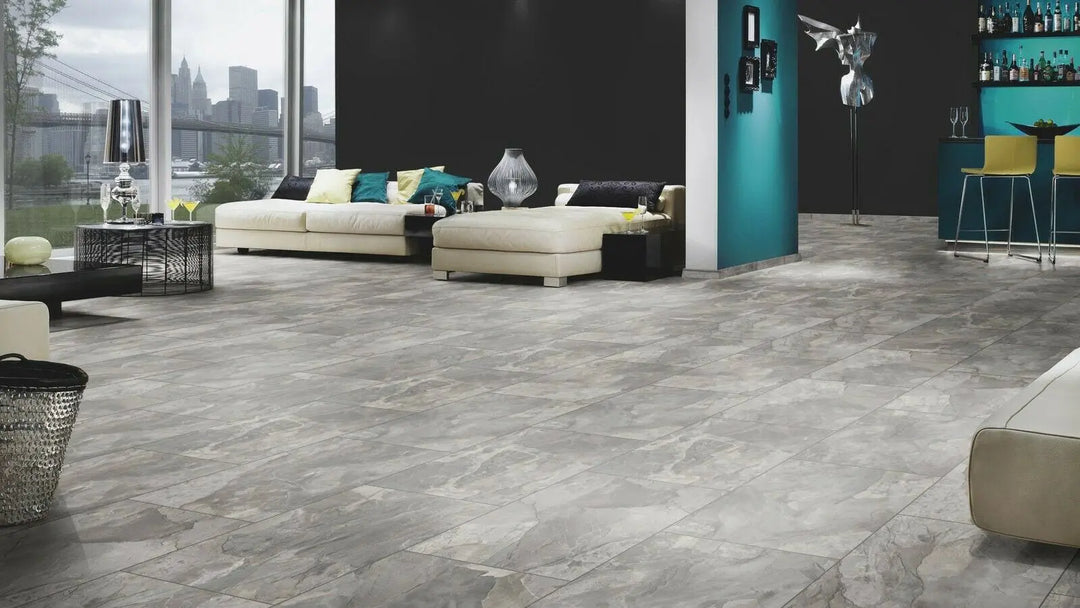 Made in Germany Fliese Schiefer grau Laminat