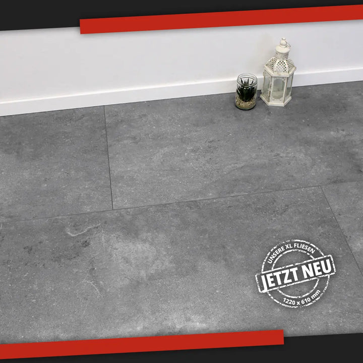 Decoflooring Fliese XXL Grey Concrete mit Trittschalldämmung Vinylboden Klick