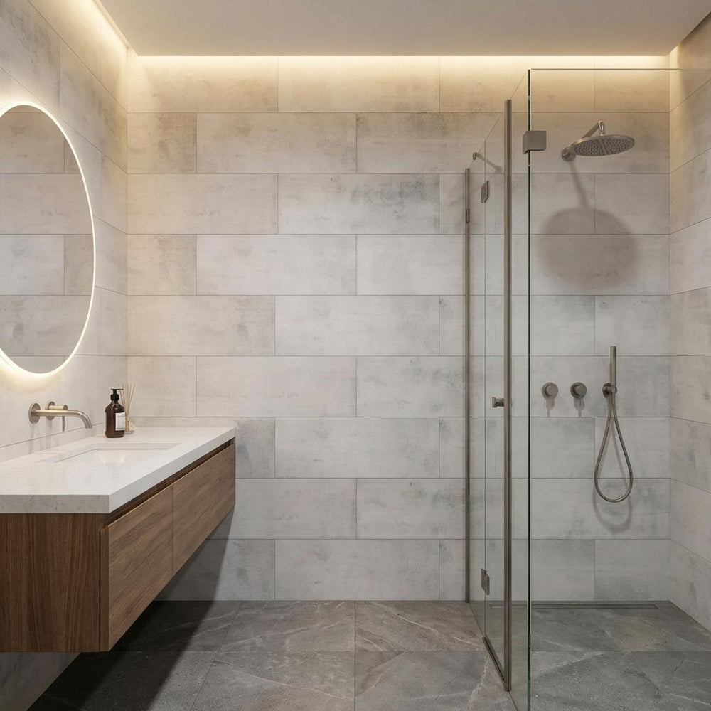 Designbelag NEO Vario Bianco für Boden und Wand Großformat - Reud Bodenarena