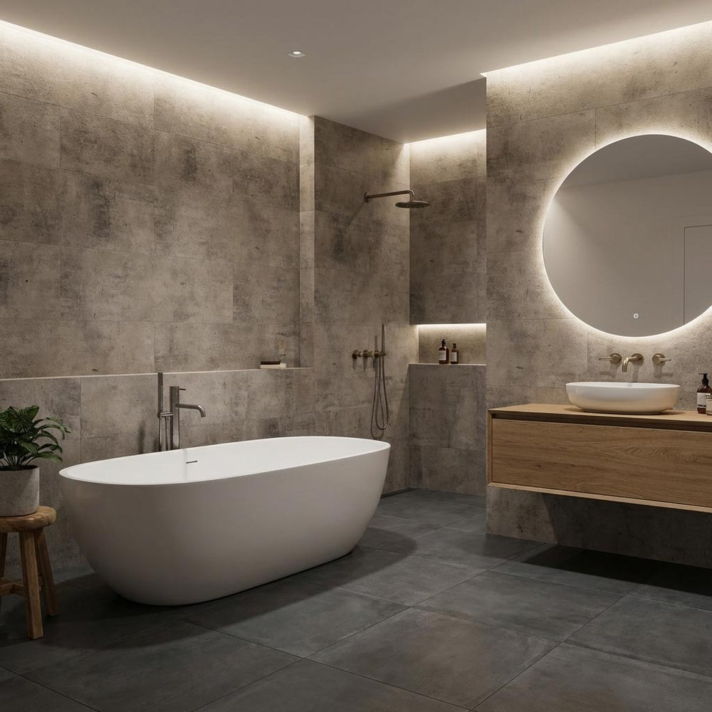 Designbelag NEO Vario Marron für Boden und Wand Großformat - Reud Bodenarena