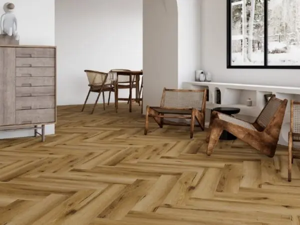 Arendal Herringbone Fischgrät mit Kork Trittschalldämmung Vinylboden Klick
